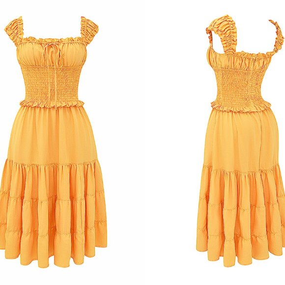 House of CB 'Phedra' Tangerine Shirred Maxi Sundress NWOT - Picture 6 of 10